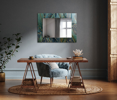 Miroir rectangulaire avec décoration Lignes de feuilles