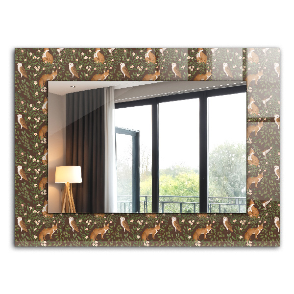Miroir rectangulaire avec décoration Le renard et le hibou