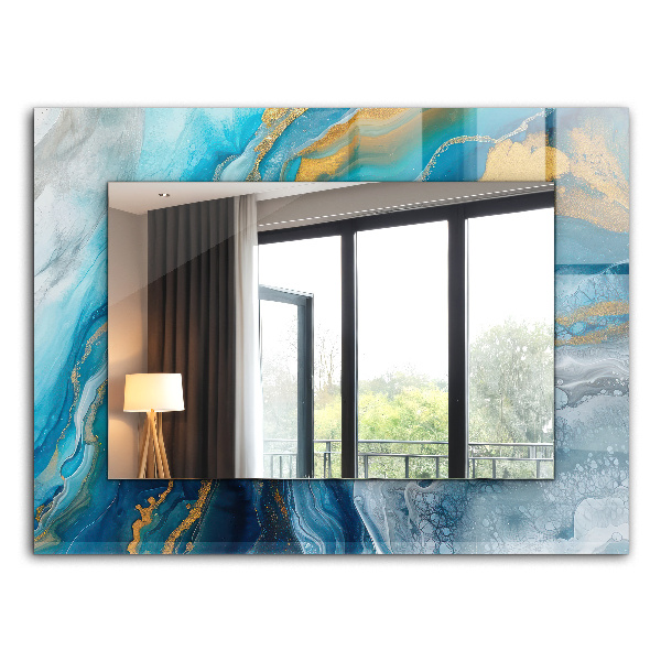 Miroir rectangulaire avec décoration Résine de marbre abstraite