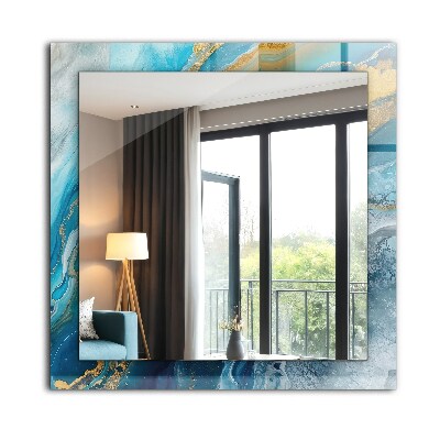 Miroir rectangulaire avec décoration Résine de marbre abstraite