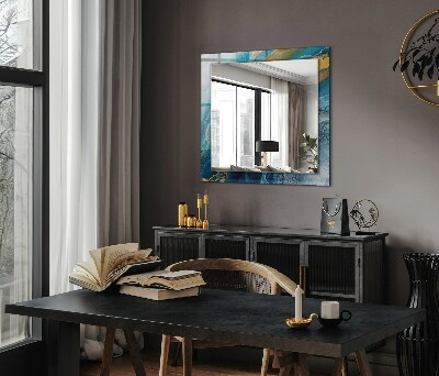 Miroir rectangulaire avec décoration Résine de marbre abstraite