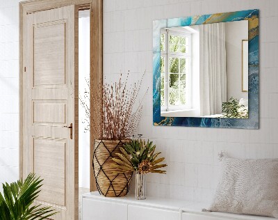 Miroir rectangulaire avec décoration Résine de marbre abstraite