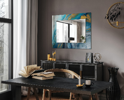 Miroir rectangulaire avec décoration Résine de marbre abstraite