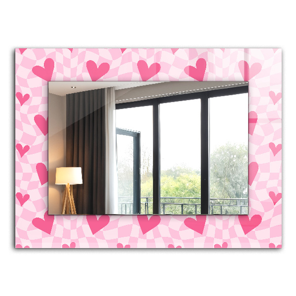 Miroir rectangulaire imprimé Coeurs roses
