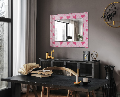 Miroir rectangulaire imprimé Coeurs roses