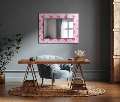 Miroir rectangulaire imprimé Coeurs roses