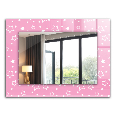 Miroir rectangulaire avec décoration Étoiles roses