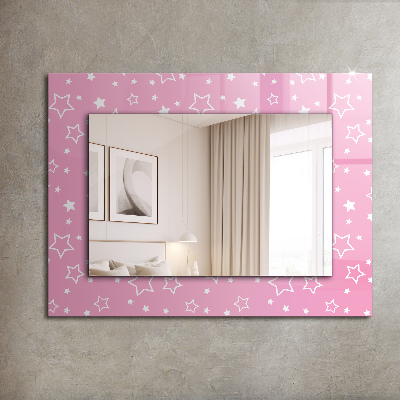 Miroir rectangulaire avec décoration Étoiles roses