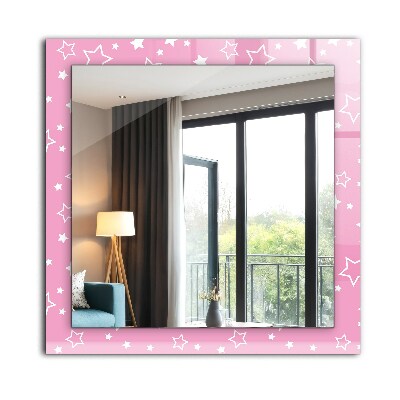 Miroir rectangulaire avec décoration Étoiles roses