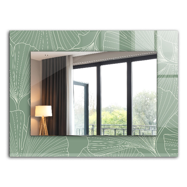 Miroir rectangulaire avec décoration Feuilles de ginkgo