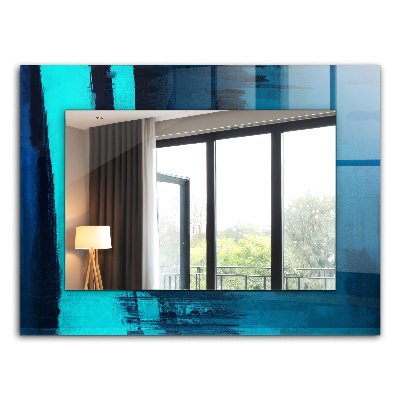Miroir rectangulaire avec décoration Art abstrait bleu