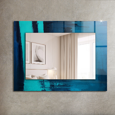 Miroir rectangulaire avec décoration Art abstrait bleu