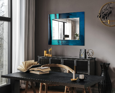 Miroir rectangulaire avec décoration Art abstrait bleu