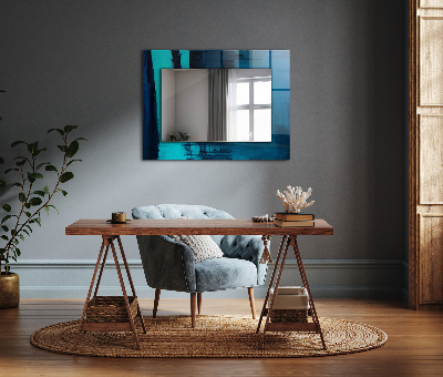 Miroir rectangulaire avec décoration Art abstrait bleu