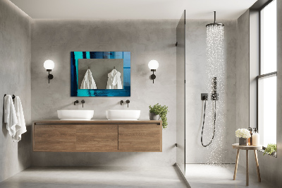 Miroir rectangulaire avec décoration Art abstrait bleu