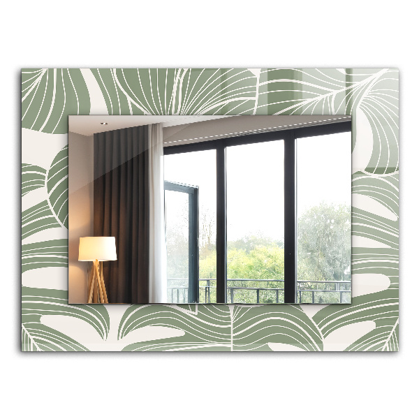 Miroir rectangulaire avec décoration Feuilles de monstera