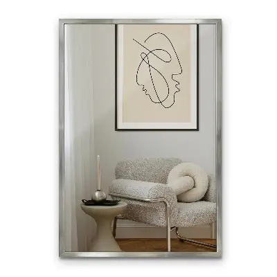 Miroir rectangulaire avec cadre argenté suspendu