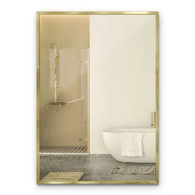 Miroir mural rectangulaire avec cadre décoratif doré