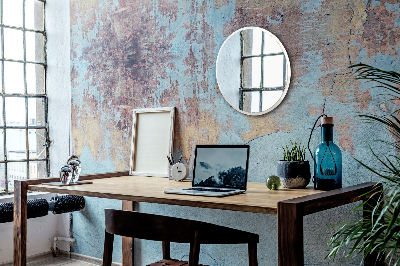 Miroir rond avec un cadre blanc