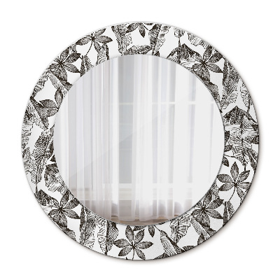 Miroir rond avec décoration Feuilles tropicales