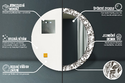 Miroir rond avec décoration Feuilles tropicales