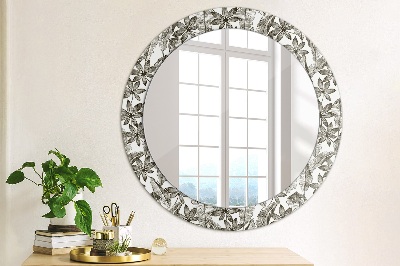 Miroir rond avec décoration Feuilles tropicales