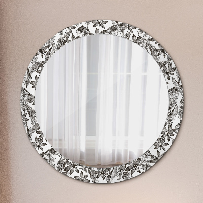 Miroir rond avec décoration Feuilles tropicales