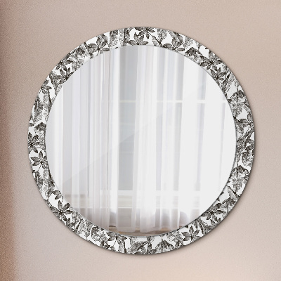 Miroir rond avec décoration Feuilles tropicales