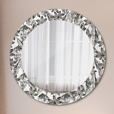 Miroir rond avec décoration Feuilles tropicales