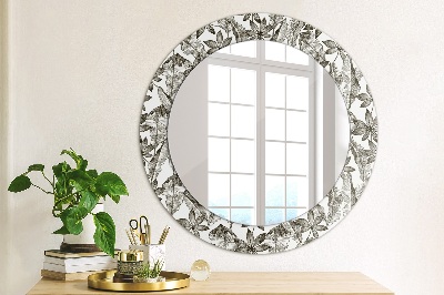 Miroir rond avec décoration Feuilles tropicales