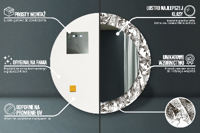 Miroir rond avec décoration Feuilles tropicales