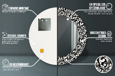 Miroir rond imprimé Ornement