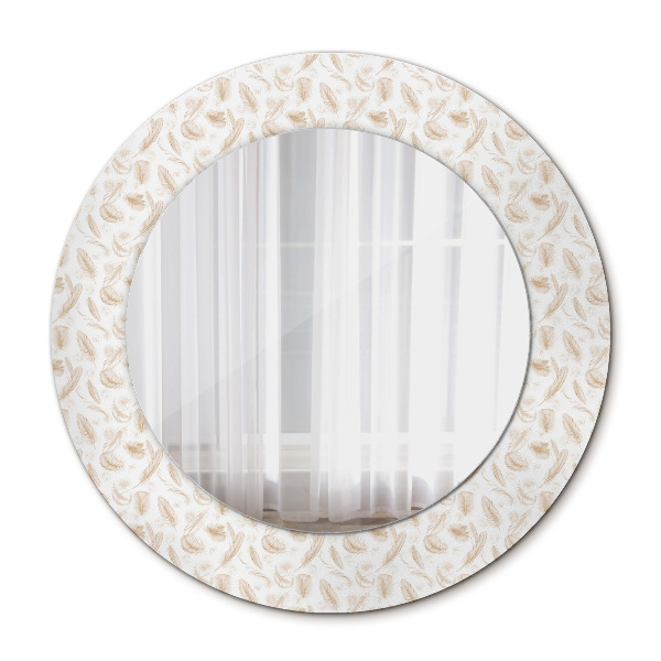Miroir rond avec décoration Plumes