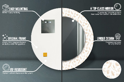 Miroir rond avec décoration Plumes