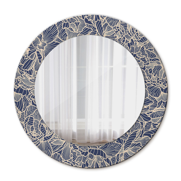 Miroir rond avec décoration Fleurs
