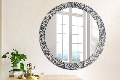 Miroir rond avec décoration Fleurs