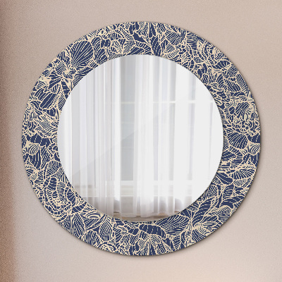 Miroir rond avec décoration Fleurs