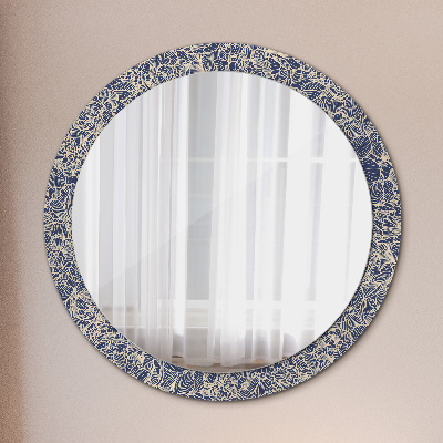 Miroir rond avec décoration Fleurs