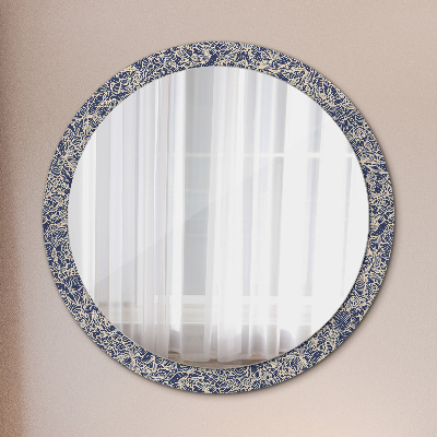 Miroir rond avec décoration Fleurs