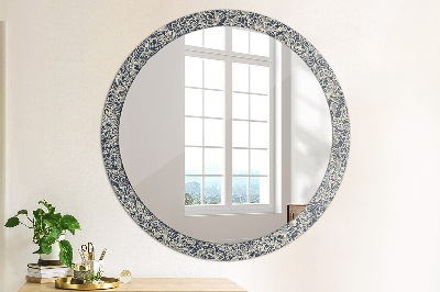Miroir rond avec décoration Fleurs