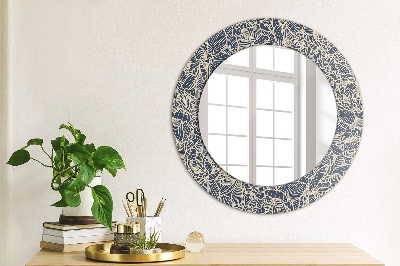 Miroir rond avec décoration Fleurs