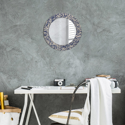Miroir rond avec décoration Fleurs