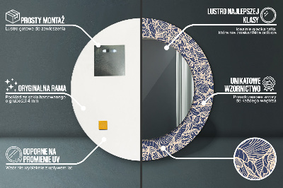 Miroir rond avec décoration Fleurs