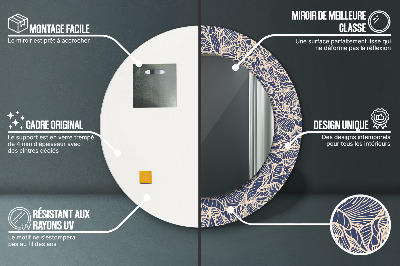 Miroir rond avec décoration Fleurs