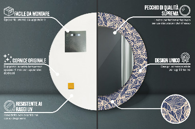 Miroir rond avec décoration Fleurs