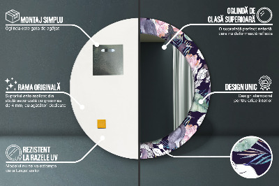 Miroir rond avec décoration Hérons oiseaux