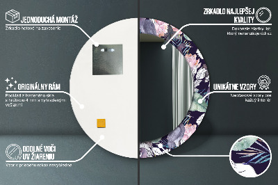 Miroir rond avec décoration Hérons oiseaux