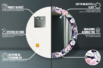 Miroir rond avec décoration Hérons oiseaux