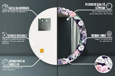 Miroir rond avec décoration Hérons oiseaux
