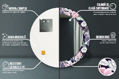 Miroir rond avec décoration Hérons oiseaux